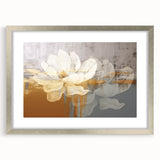 Abstract wall art featuring dynamic strokes and lines in a modern design, framed in silver with a mat, perfect for contemporary home decor.