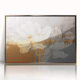 Framed abstract wall art featuring elegant gold strokes and lines on a white background, perfect for modern home decor, adding a touch of sophistication to any space.