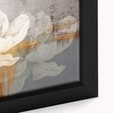 Close-up of a framed canvas artwork showcasing an abstract design with colorful strokes and lines, perfect for modern home decor and artistic statement pieces.