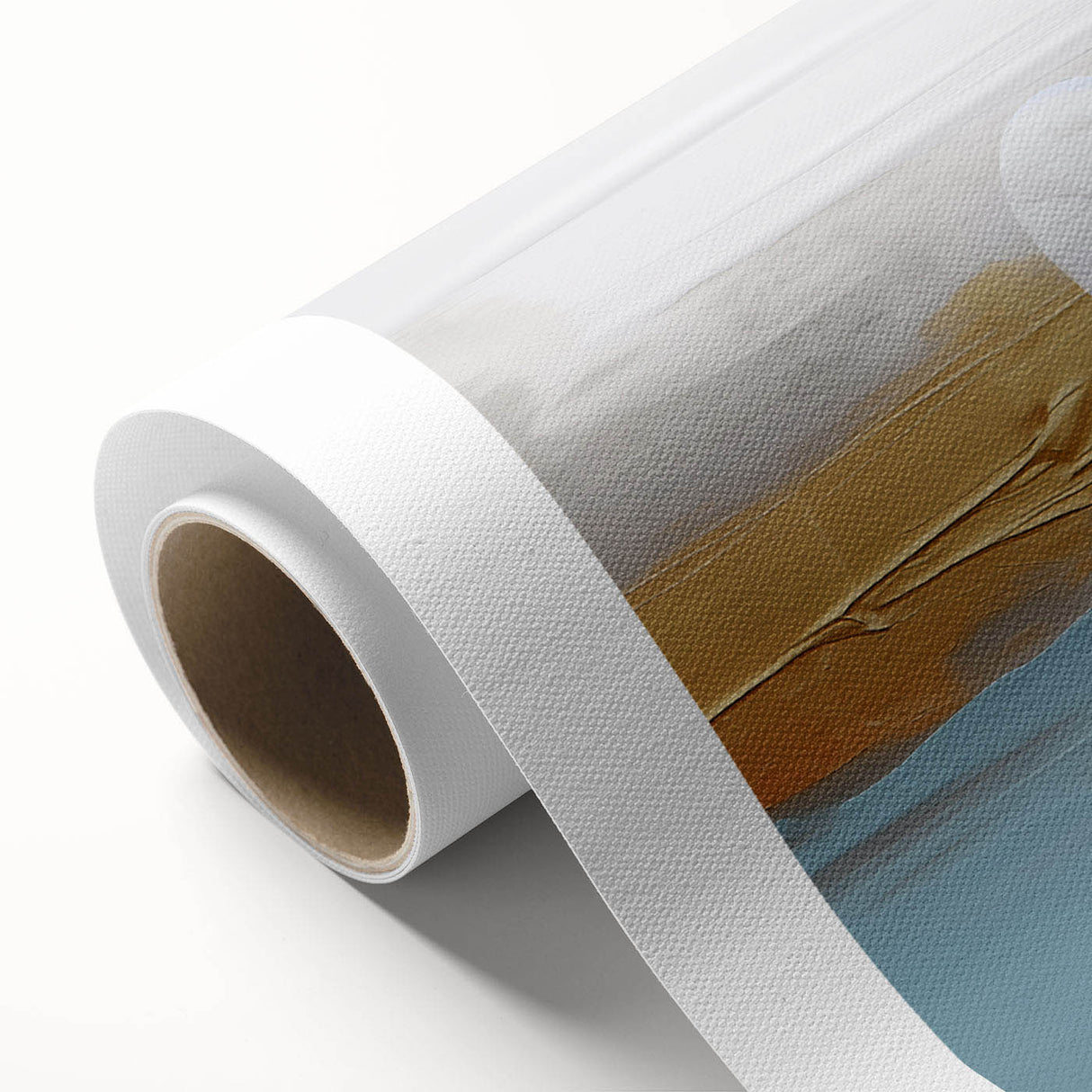 Abstract canvas wall art featuring vibrant strokes and lines in a blend of blue, orange, and gold hues, designed to enhance modern interiors and evoke creativity.