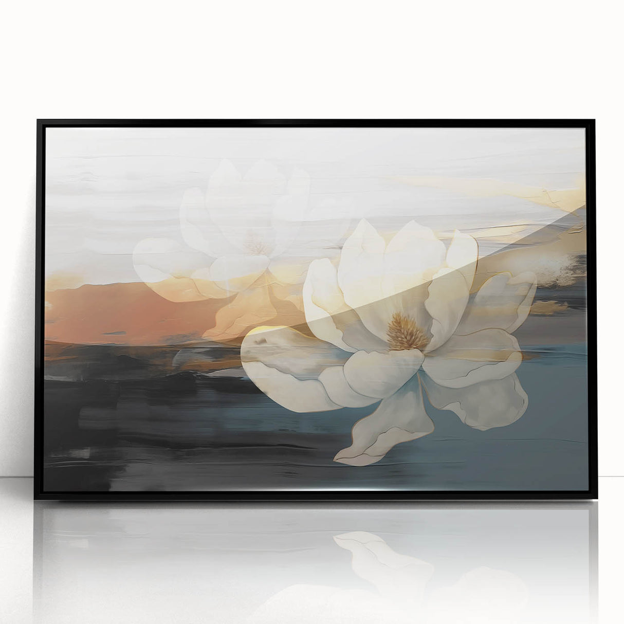 Framed wall art featuring an abstract design of strokes and lines in black and white, showcasing a modern aesthetic perfect for contemporary home decor.