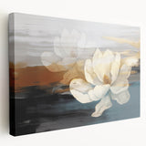 Abstract strokes and lines create a vibrant design on this stretched canvas wall art, showcasing an energetic color palette in a side view. Ideal for modern home decor.