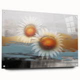 Abstract wall art featuring a vibrant design of strokes and lines in various colors, displayed in an acrylic frame with visible mounting pins, ideal for modern decor.