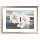 Abstract strokes and lines design in a modern wall art collection, framed with a silver mat, showcasing intricate patterns perfect for contemporary decor.