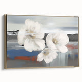 Framed canvas wall art showcasing an abstract design with dynamic gold strokes and lines, perfect for modern decor, enhancing any room's aesthetic.