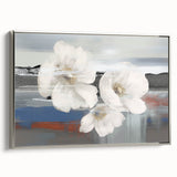 Framed wall art featuring abstract strokes and lines in a sophisticated silver frame, showcasing a modern design perfect for contemporary decor, adding elegance to any room.