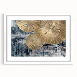 Abstract wall art featuring an intricate design of colorful strokes and lines, framed with a white mat, ideal for modern home decor. Perfect for adding a contemporary touch to living spaces.