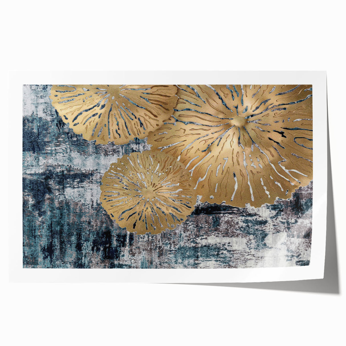 Abstract wall art print showcasing vibrant strokes and lines in shades of blue, yellow, and pink, ideal for modern home decor. The design features dynamic movement, adding a contemporary touch to any room.