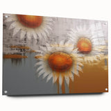 Abstract wall art featuring vibrant strokes and lines in a modern acrylic glass frame, showcasing a dynamic color palette of blues, greens, and yellows, perfect for contemporary decor.