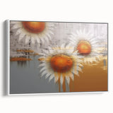 Framed canvas artwork showcasing an abstract design of colorful strokes and lines, featuring a sleek white frame, ideal for modern home decor.