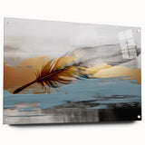 Abstract wall art featuring colorful strokes and lines, printed on acrylic glass with a sleek side view, showcasing vibrant hues and modern design elements. Perfect for contemporary decor and artistic expression in living spaces.