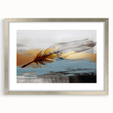 Abstract wall art featuring dynamic strokes and lines in a modern design, framed in silver with a mat, ideal for contemporary interior decoration.