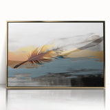 Framed abstract wall art featuring strokes and lines in gold and black, showcasing a modern design perfect for contemporary interiors. Ideal for enhancing living spaces.