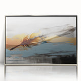 Framed wall art showcasing an abstract design of colorful strokes and lines in a modern aesthetic. The artwork features a silver frame, enhancing contemporary decor. Ideal for living spaces or offices, this piece adds a vibrant touch to any interior.