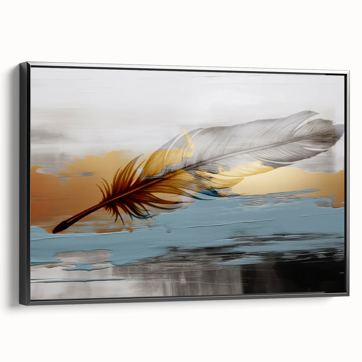 Framed canvas wall art showcasing an abstract design of strokes and lines in black, featuring a modern aesthetic suitable for contemporary decor.