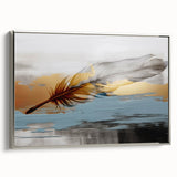 Framed canvas wall art featuring an abstract design of strokes and lines in silver hues, showcasing a modern aesthetic perfect for contemporary decor.