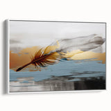 Framed canvas wall art showcasing an abstract design of colorful strokes and lines on a white background, perfect for modern home decor.