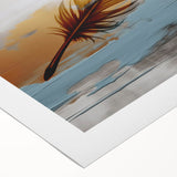 Abstract wall art design showcasing vibrant strokes and lines in shades of blue, orange, and yellow on a rolled canvas, ideal for modern home decor.