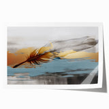 Abstract wall art print showcasing vibrant strokes and lines in shades of blue, orange, and yellow, perfect for modern decor and home styling.