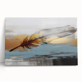 Abstract canvas wall art featuring vibrant strokes and lines in shades of blue, orange, and yellow, showcasing a modern artistic design perfect for contemporary decor.