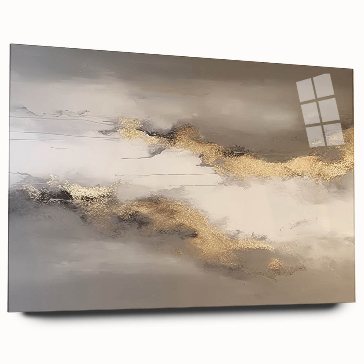 Abstract wall art featuring vibrant strokes and lines in a colorful design, displayed in an acrylic glass frame, emphasizing contemporary artistic expression.