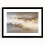 Abstract wall art print showcasing a modern design with colorful strokes and lines, framed in a sleek black frame with a white mat, ideal for contemporary decor.