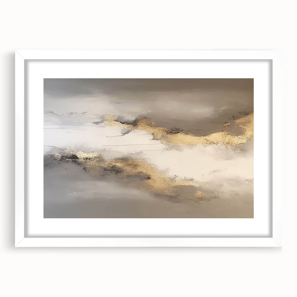 Abstract strokes and lines wall art print in a white frame with matting, showcasing vibrant colors and modern design, perfect for contemporary home decor.