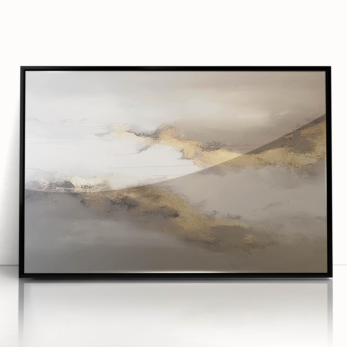 Framed acrylic wall art featuring an abstract design of colorful strokes and lines, set against a black background, perfect for modern home decor.