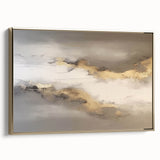 Framed canvas wall art featuring an abstract design of gold strokes and lines, elegantly displayed from a side view, perfect for modern home décor.
