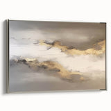 Framed canvas wall art displaying an abstract design of strokes and lines in silver tones, showcasing a modern aesthetic perfect for contemporary decor.