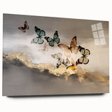 Abstract wall art featuring dynamic strokes and lines in vibrant colors, displayed in an acrylic glass frame, perfect for modern home decor. Ideal for enhancing living spaces with contemporary style.