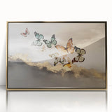 Framed wall art featuring an abstract design of strokes and lines in gold and muted tones, perfect for modern home decor, enhancing aesthetic appeal.