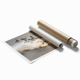 Abstract wall art print showcasing vibrant strokes and lines in blue, orange, and yellow hues, perfect for modern decor or artistic spaces. This rolled design adds a contemporary flair to any interior setting, enhancing visual interest and creativity.