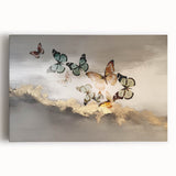 Abstract wall art featuring vibrant strokes and lines in blue, orange, and yellow hues on a stretched canvas, ideal for modern decor and artistic expression.