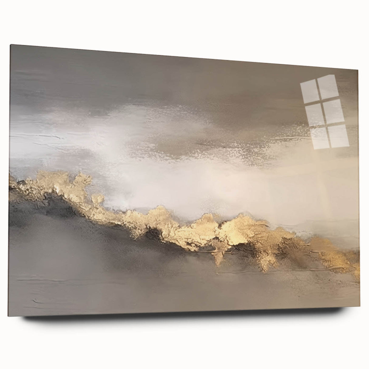 Abstract wall art featuring vibrant strokes and lines in a modern design, displayed in a sleek acrylic frame, showcasing a side view without pins. Perfect for contemporary decor.
