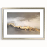 Abstract strokes and lines design in a silver frame with a mat, showcasing modern wall art. Ideal for contemporary home decor, adding sophistication to any space.