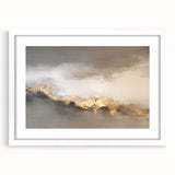 Abstract wall art featuring dynamic strokes and lines in a minimalist design, framed in white with a mat, perfect for modern home decor.