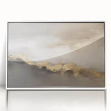 Framed acrylic wall art featuring an abstract design of colorful strokes and lines, set against a white background, perfect for modern home decor.