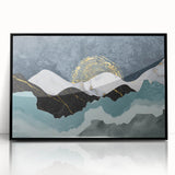 Framed acrylic wall art featuring an abstract design of vibrant strokes and lines in black, perfect for modern home decor, adding a contemporary touch to any space.