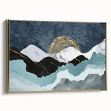 Framed canvas wall art showcasing an abstract design of gold strokes and lines, elegantly displayed in a contemporary setting, perfect for modern decor.