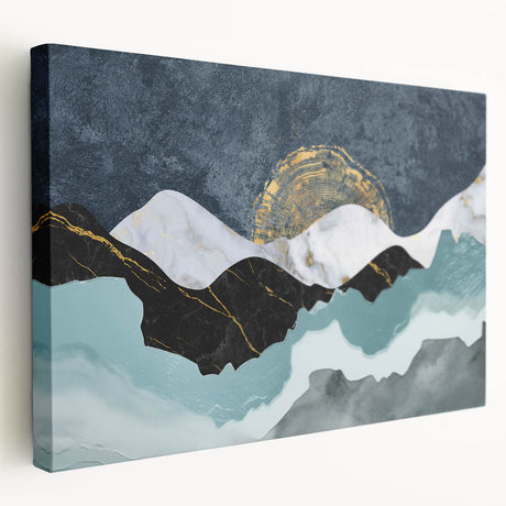 Stretched canvas wall art showcasing an abstract design of colorful strokes and lines, perfect for modern decor, side view highlighting its vibrant hues and texture.