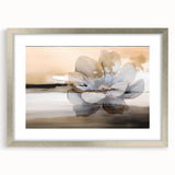 Abstract strokes and lines design wall art in a silver frame with matting, showcasing a modern aesthetic. Ideal for contemporary home decor to enhance any space.