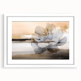 Abstract wall art print featuring dynamic strokes and lines in soft pastel colors, framed with a white mat, perfect for modern home decor.