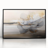 Framed acrylic wall art featuring an abstract design of bold strokes and lines in black and white, perfect for modern decor. Ideal for enhancing living spaces.