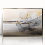 Framed abstract art featuring gold and black strokes on a white background, ideal for modern home decor, adding elegance and style to any room.