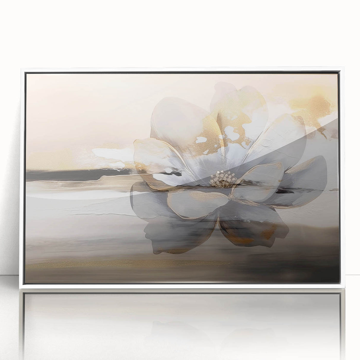 Framed abstract wall art featuring colorful strokes and lines in a modern design, with a sleek white frame, ideal for enhancing contemporary home decor.