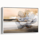 Framed canvas wall art showcasing an abstract design with vibrant strokes and lines in shades of blue, yellow, and white, ideal for modern home decor.