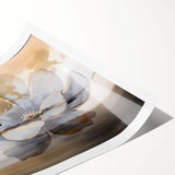 Abstract wall art featuring vibrant strokes and lines in shades of blue, orange, and yellow, designed for modern decor and creative spaces, rolled for easy display.