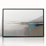 Framed wall art featuring an abstract design with colorful strokes and lines, set in a sleek black frame, perfect for modern home decor.