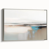 Abstract wall art featuring a modern design of silver and white strokes, elegantly framed, showcasing a contemporary aesthetic ideal for home decor.